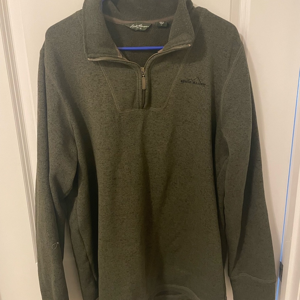 Eddie Bauer Olive Zip-Up Sweater